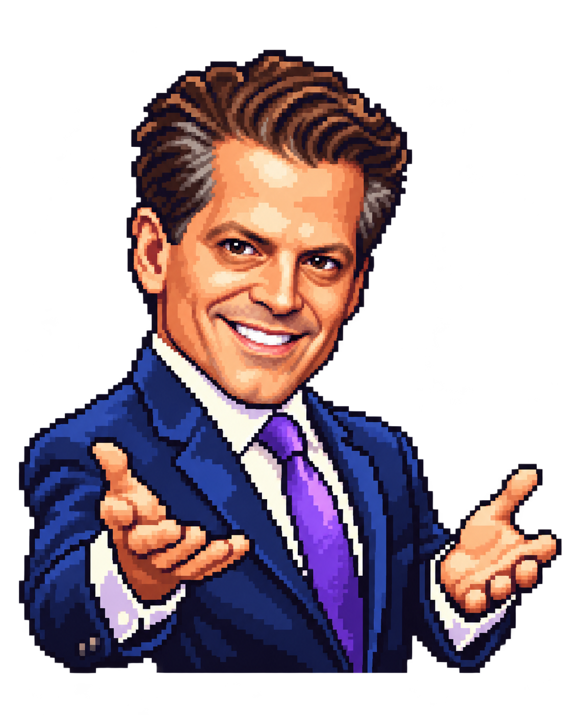 Pixel-art caricature of Anthony Scaramucci